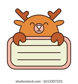 Name Tag Cute Deer Character Animal Illustrations