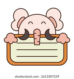 Name Tag Cute Elephant Character Animal Illustrations