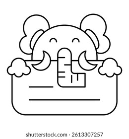 Name Tag Cute Elephant Character Animal Illustrations