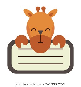 Name Tag Cute Giraffe Character Animal Illustrations