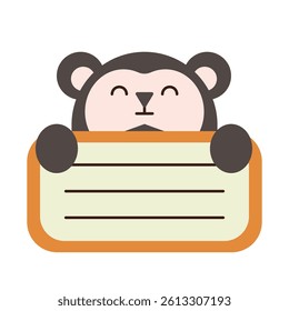 Name Tag Cute Monkey Character Animal Illustrations