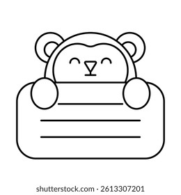 Name Tag Cute Monkey Character Animal Illustrations