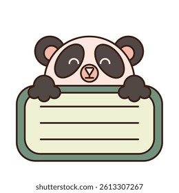 Name Tag Cute Panda Character Animal Illustrations