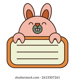Name Tag Cute Rabbit Character Animal Illustrations