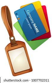 Name tag design with leather case illustration