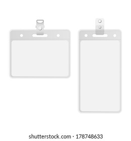 Name Tag Holder And Badge Templates Vector 