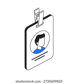Icono de etiqueta de nombre. Ilustración isométrica 3D. Vector aislado para Anuncio, póster, presentación, infografía, Web, App y otros usos.