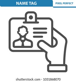 Name Tag Icon. Professional, pixel perfect icons optimized for both large and small resolutions. EPS 8 format. 12x size for preview.