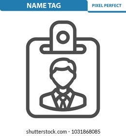 Name Tag Icon. Professional, pixel perfect icons optimized for both large and small resolutions. EPS 8 format. 12x size for preview.