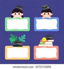 Name tag illustration. Children's illustration design for graduation ceremony