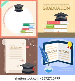 Name tag illustration. Graduation mood illustration design collection, vector illustration design set.