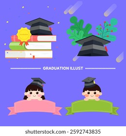 Name tag, tag illustration. Student, child, kindergarten, graduation children character illustration name tag design. Vector illustration.