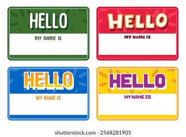 name tag to introduce yourself with the words hello my name