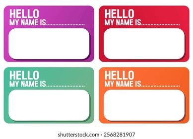 name tag to introduce yourself with the words hello my name