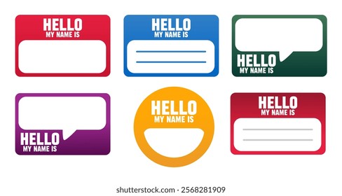 name tag to introduce yourself with the words hello my name