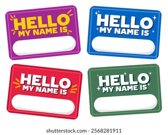 name tag to introduce yourself with the words hello my name