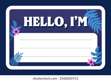 name tag to introduce yourself with the words hello my name