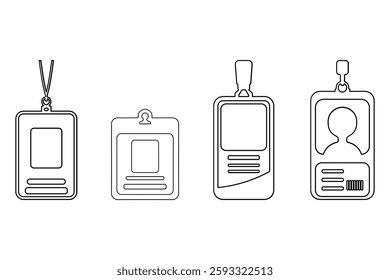 Name Tag Outline Icon Set