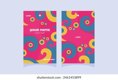 name tag template design with abstract style, trendy colorful background, vector illustration design	