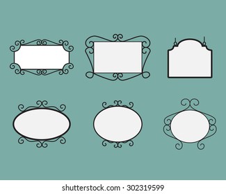 Name tag. Vector signboard. Banner with black curved steel border in modern style. vector signboard