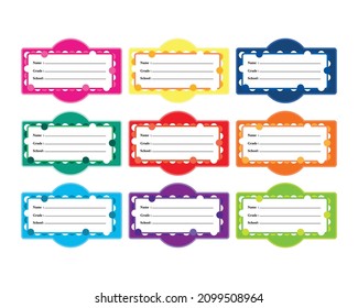 Name Tags Name Cards Kids School Stock Vector (Royalty Free) 2099508964 ...