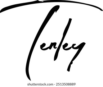 Name Tenley Of Baby Girl Cursive Typography Hand Written Brush Text