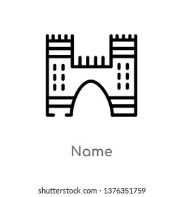 name vector line icon. Simple element illustration. name outline icon from architecture and travel concept. Can be used for web and mobile