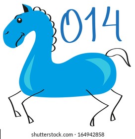 the name of the year 2014 in the form of a horse and figures