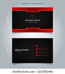 Namecard template technology red and black pattern background. Vector illustration