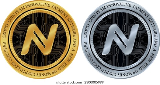 ilustraciones vectoriales de monedas de necoin-nmc. 3 quinquies ilustración. monedas vectoriales.