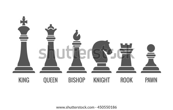 名前の付いたチェス駒のベクター画像 チェスのフィギュアのクイーンとキング イラトスのルークポーンとチェスのナイトのアイコンセット のベクター画像素材 ロイヤリティフリー