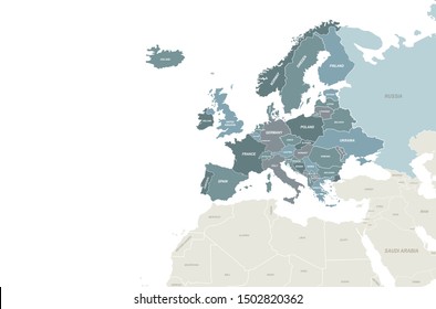 named eu map. world map. detailed countries design vector of europe map