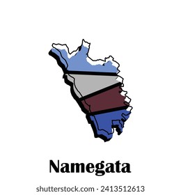 Namegata Ciudad de Japón ilustración de vector de mapas, plantilla de vector con diseño de esbozo de esbozo gráfico