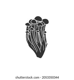 Nameko Mushroom Icon Silhouette Illustration. Fungi Food Vector Graphic Pictogram Symbol Clip Art. Doodle Sketch Black Sign.
