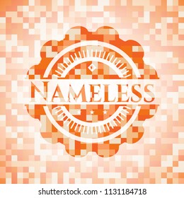 Nameless abstract orange mosaic emblem with background