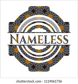 Nameless arabic badge background. Arabesque decoration.