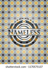 Nameless arabic emblem background. Arabesque decoration.