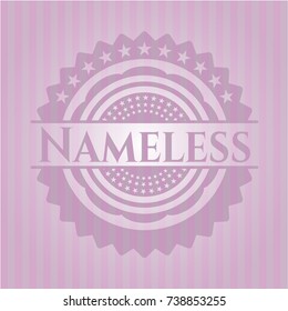 Nameless badge with pink background