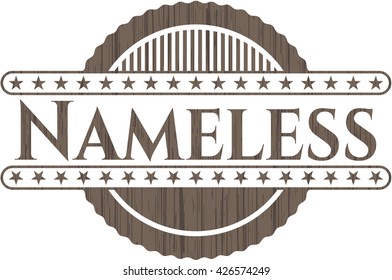 Nameless badge with wood background