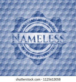 Nameless blue emblem with geometric pattern.