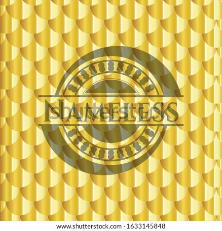 Nameless golden badge. Scales pattern. Vector Illustration. Detailed.