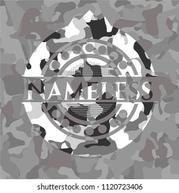 Nameless on grey camouflaged texture