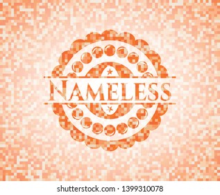 Nameless orange mosaic emblem. Vector Illustration. Detailed.