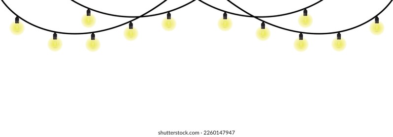 Namely transparent incandescent lamps burn yellow, retro garland for the holiday