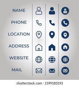 Name,Phone,Location, Address, Website, Mail, Icon Sets Vector Designs