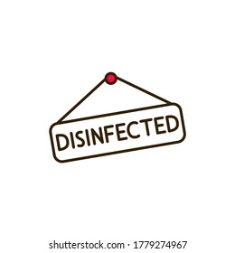 Nameplate disinfected color line icon. Cleaning service. Pictogram for web, mobile app, promo. UI UX design element.