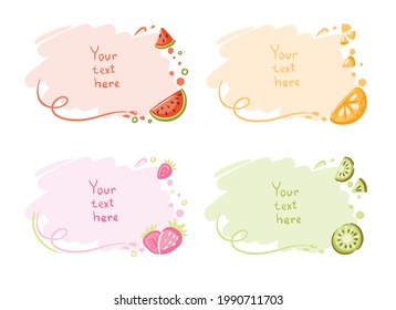 Nameplate for your text , fruits card, menu for cafeteria, beach bar, smoothie recipe