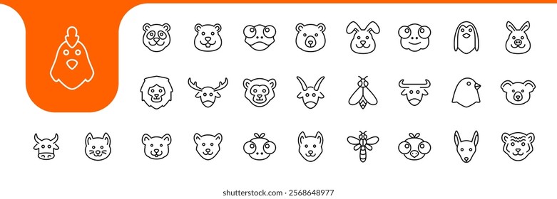 Names of animal  Line Icons Collection – Minimalist Vector Design and Illustration