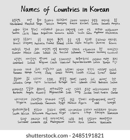 Names of countries in Korean