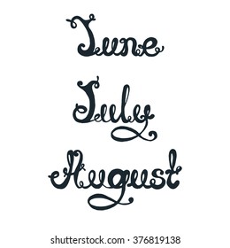 Names of months, calligraphy, lettering.